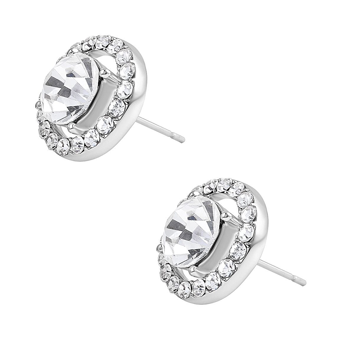 3 Piece Set - White Austrian Crystal Necklace, Bracelet and Earrings with Jewellery Box in Silver Tone