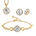 3 Piece Set - White Crystal Necklace, Bracelet and Earrings in Silvertone with Jewellery Box