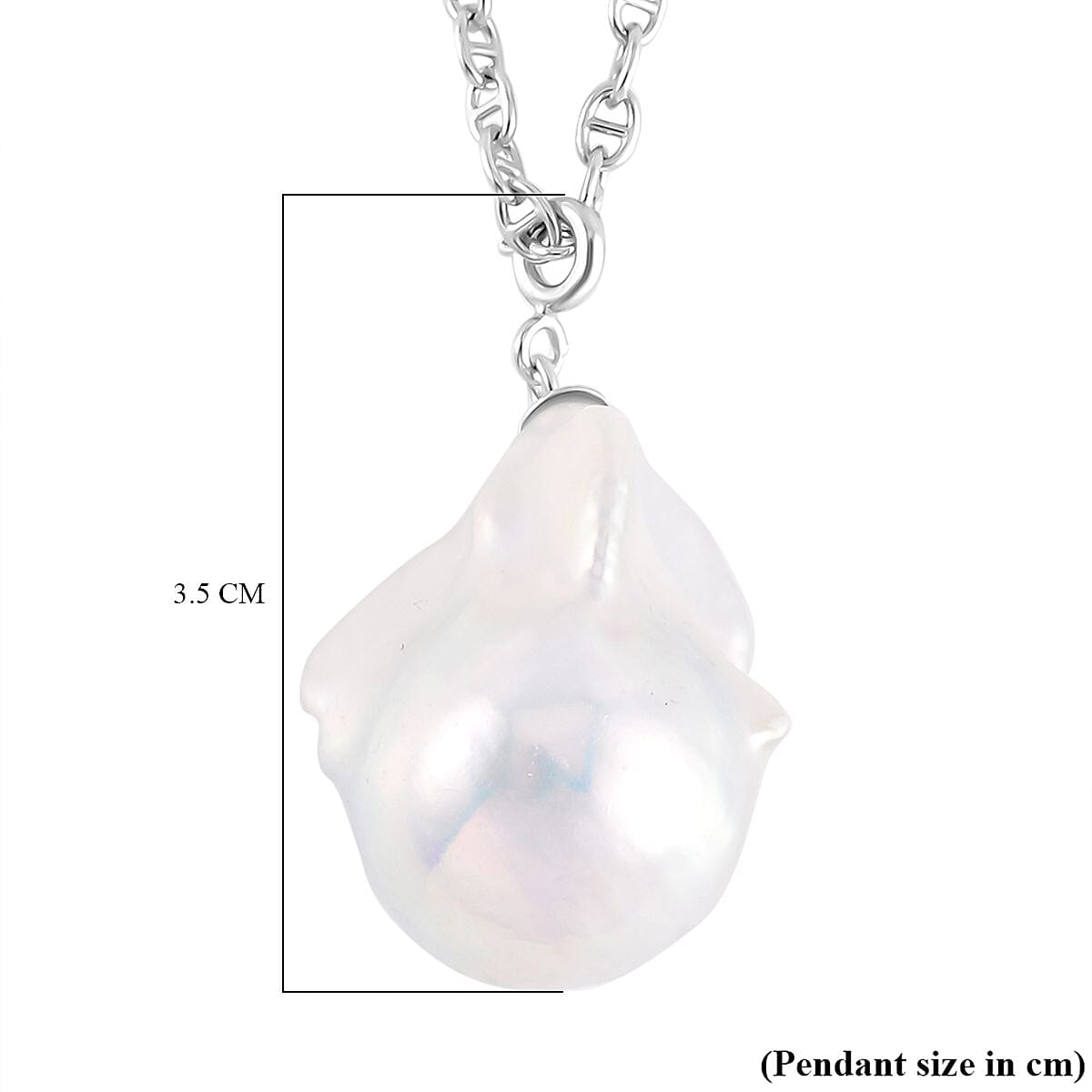5th Avenue Closeout - White Baroque Pearl Necklace in Platinum Overlay Sterling Silver with Mariner Chain (Size - 20 ) 5th Avenue Closeout - White Baroque Pearl Necklace in Platinum Overlay Sterling Silver with Mariner Chain (Size - 20 )