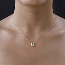 Calabar Tourmaline & Diamond Halo Pendant with Chain (Size 20) in 18K Yellow Gold Vermeil Plated Sterling Silver