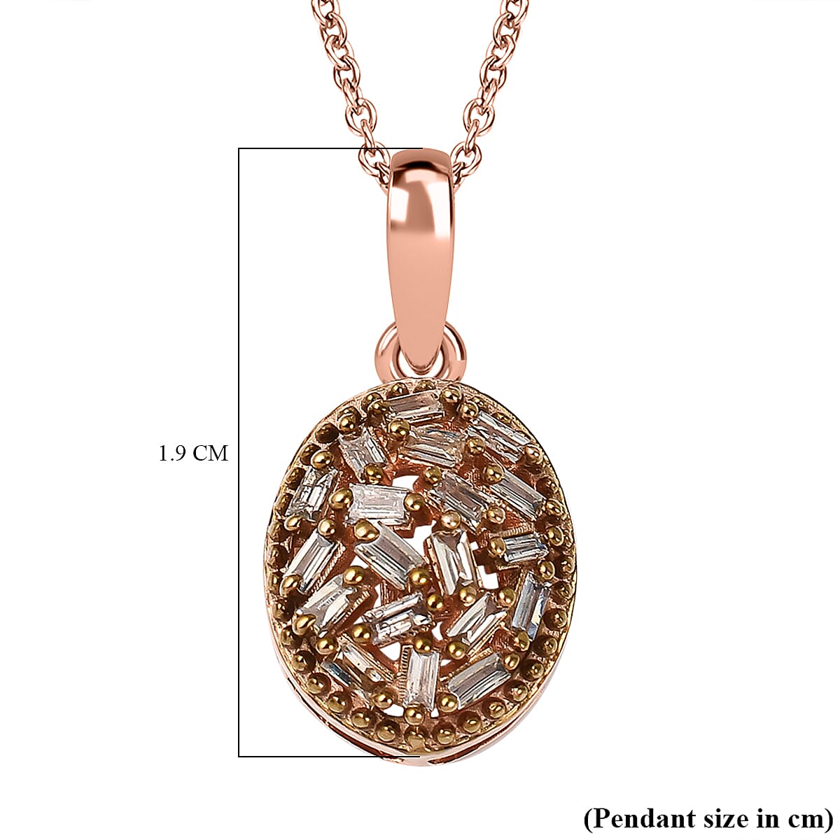Champagne Diamond Pendant with Chain (Size 20) in 18K Vermeil Rose Gold Plated Sterling Silver 0.25 Ct.
