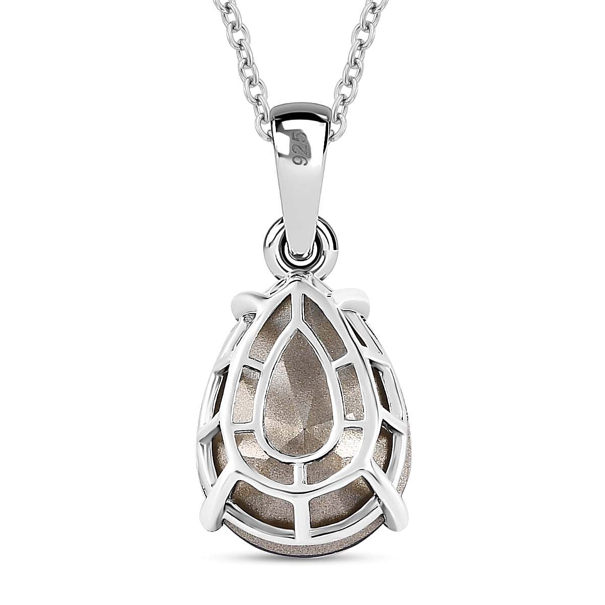 Tanzanite Austrian Crystal Platinum Overlay Sterling Silver Solitaire Pendant with Stainless Steel Chain (Size 20)