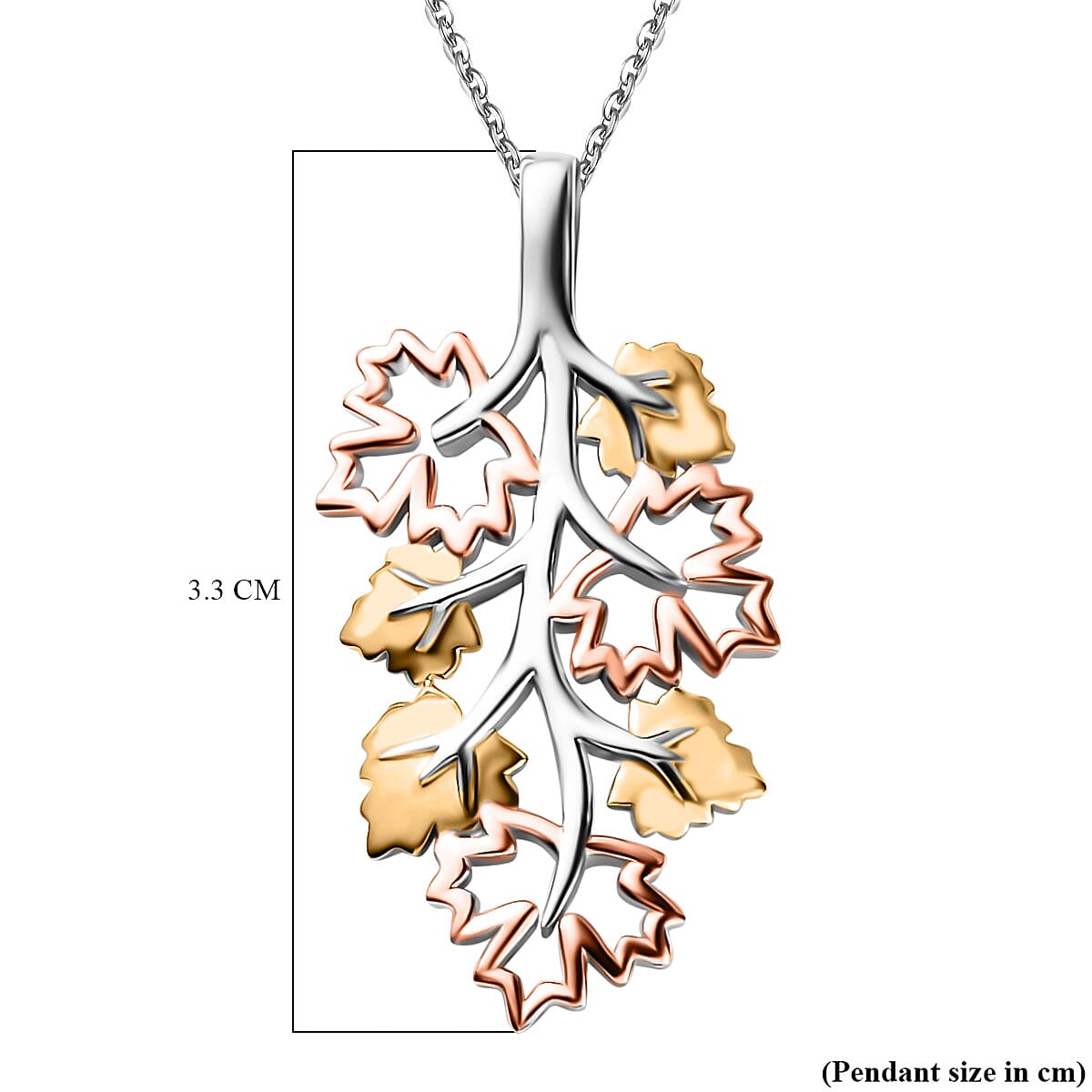 GP Maple Leaf Collection - Leaf Pendant with Chain (Size 20) in 18K Vermeil Yellow & Rose Gold Plated and Platinum Overlay Sterling Silver GP Maple Leaf Collection - Leaf Pendant with Chain (Size 20) in 18K Vermeil Yellow & Rose Gold Plated and Platinum Overlay Sterling Silver