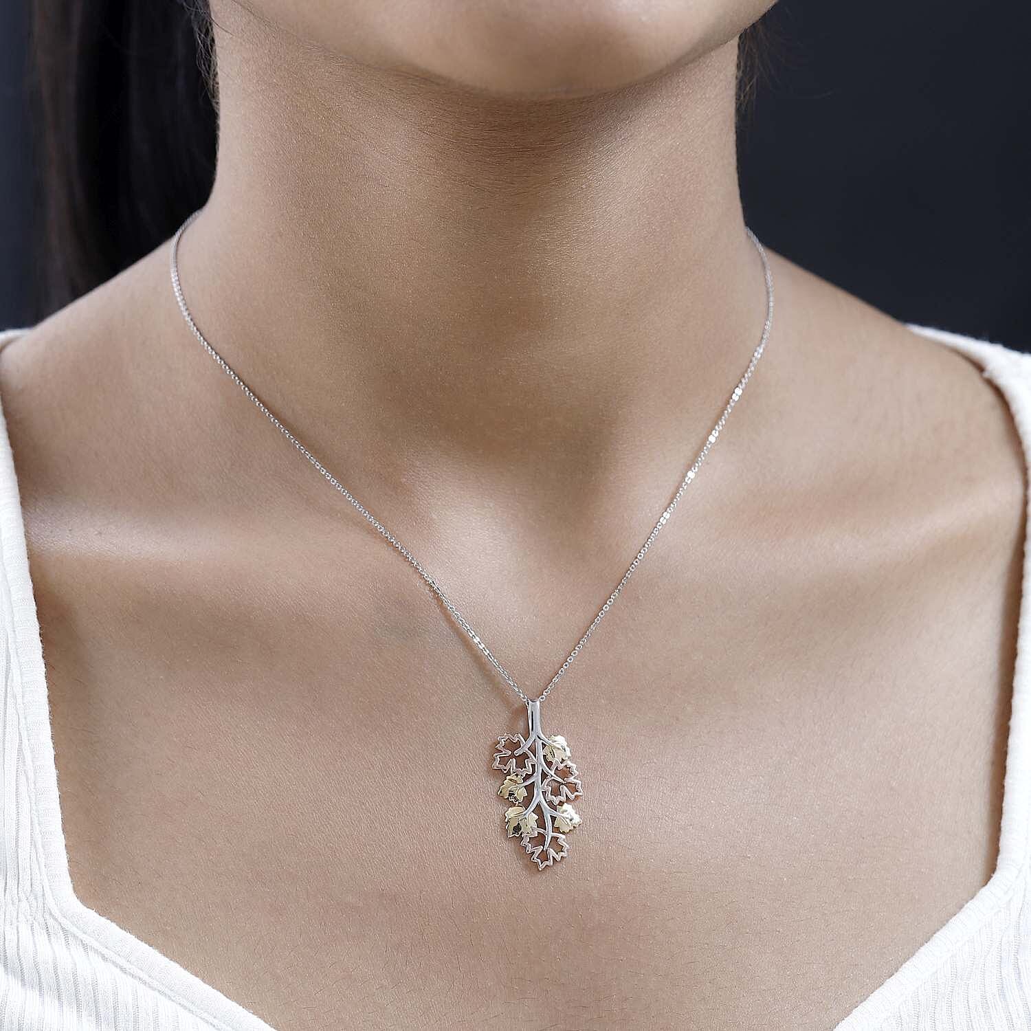 GP Maple Leaf Collection - Leaf Pendant with Chain (Size 20) in 18K Vermeil Yellow & Rose Gold Plated and Platinum Overlay Sterling Silver GP Maple Leaf Collection - Leaf Pendant with Chain (Size 20) in 18K Vermeil Yellow & Rose Gold Plated and Platinum Overlay Sterling Silver