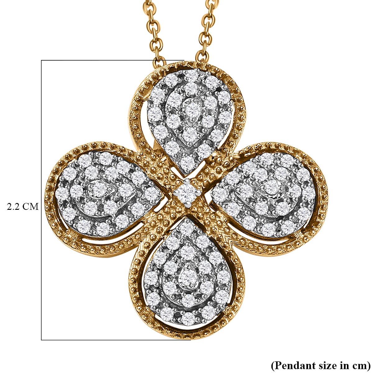 Diamond Pendant with Chain (Size 20) in 18K Vermeil YG Plated Sterling Silver 0.33 Ct