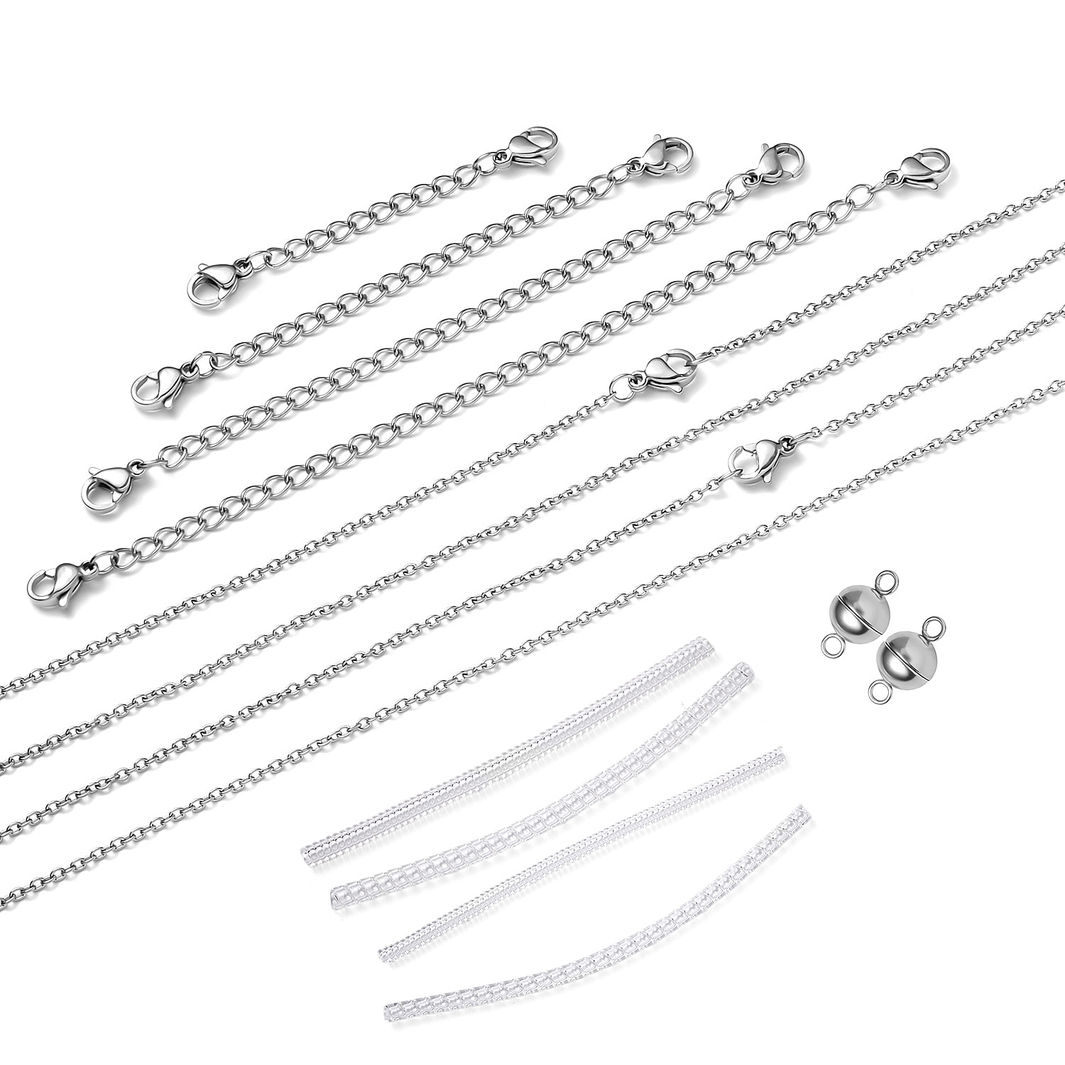 Jewellery Essential Kit - with 2 X Magnetic Lock and 4 X Extenders and 4 X Ring Resizers - Silver Plated