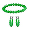 One Time Deal- AAA Green Jade Beads Bracelet and Hoop Earrings in Rhodium Overlay Sterling Silver 105.50 Ct