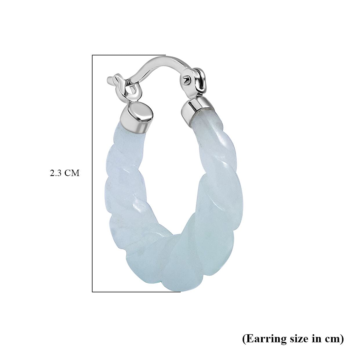 Black Friday DoorBuster - 2 Piece Set White Jadeite Jade Bracelet and Carved Hoop Earrings in Rhodium Overlay Sterling Silver 211 Ct