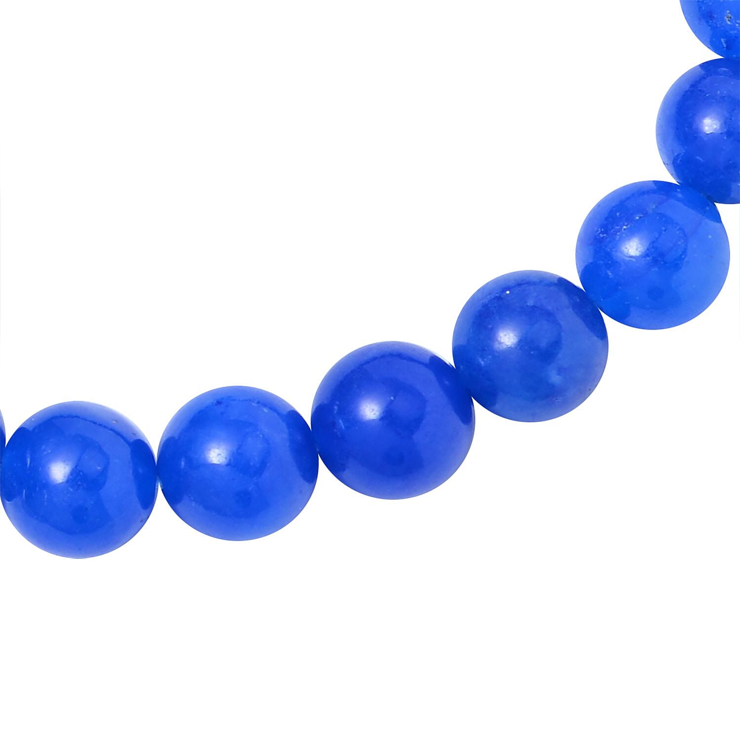 One Time Deal- AAA Blue Jade Beads Bracelet and Hoop Earrings in Rhodium Overlay Sterling Silver 123.60 Ct