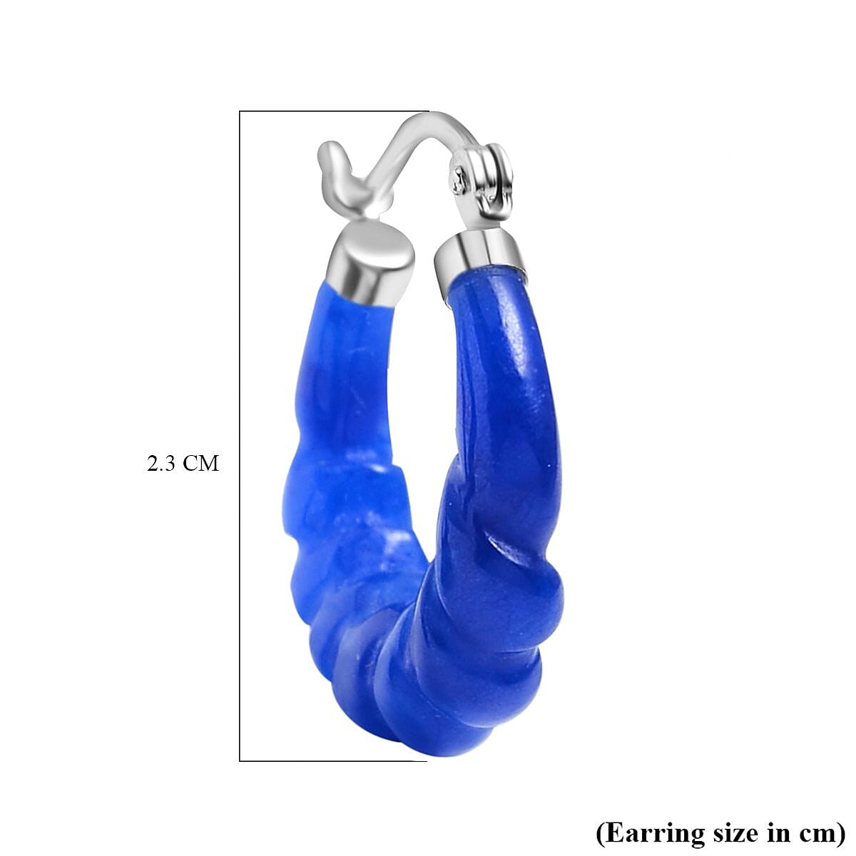 One Time Deal- AAA Blue Jade Beads Bracelet and Hoop Earrings in Rhodium Overlay Sterling Silver 123.60 Ct