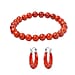 One Time Deal- AAA Red Jade Beads Bracelet and Hoop Earrings in Rhodium Overlay Sterling Silver 128.50 Ct