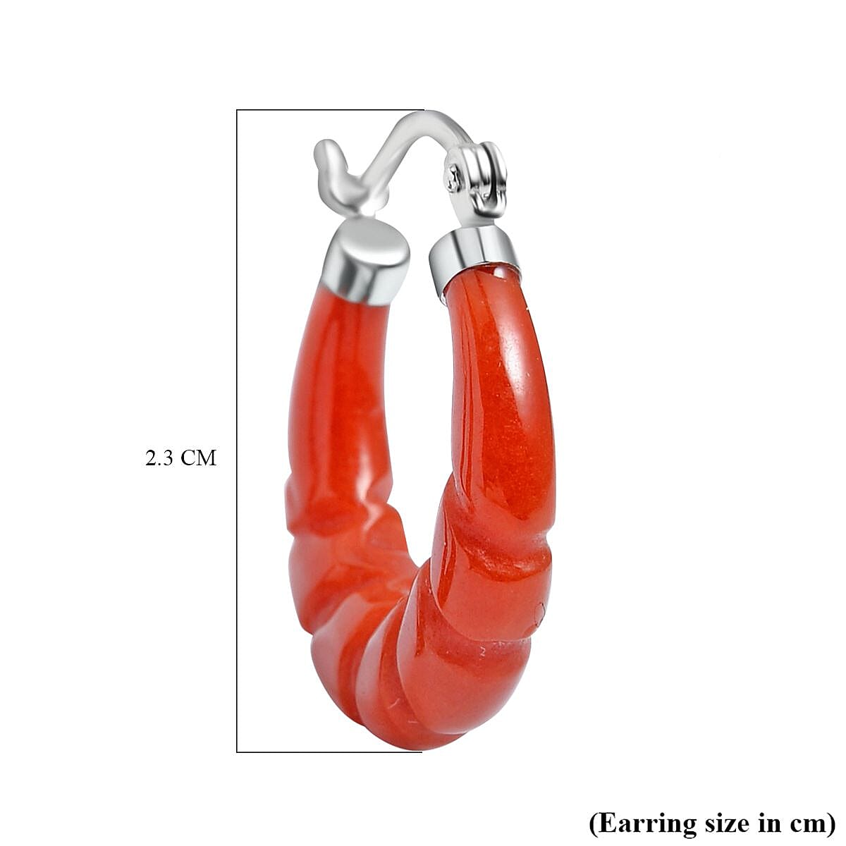 One Time Deal- AAA Red Jade Beads Bracelet and Hoop Earrings in Rhodium Overlay Sterling Silver 128.50 Ct