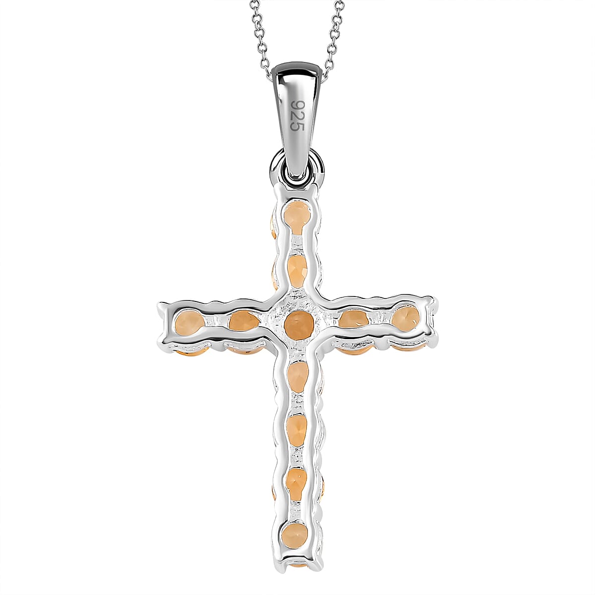 Citrine Sterling Silver Cross Pendant with Chain (Size 20)