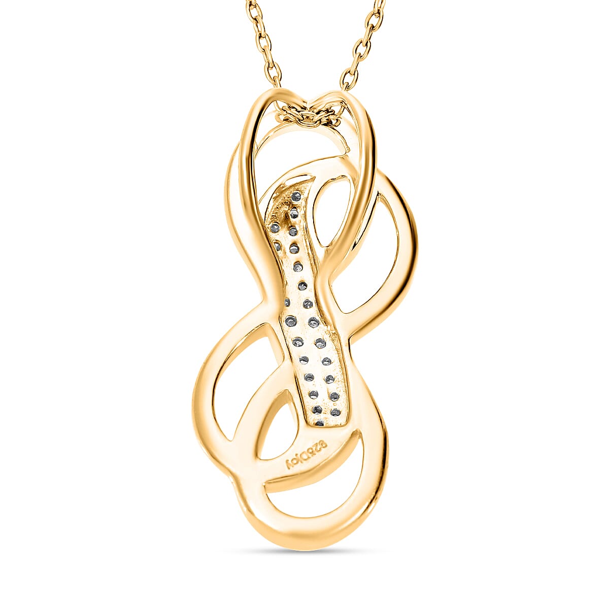 Diamond Pendant with Chain (Size 20) in 18K Vermeil Yellow Gold Plated Sterling Silver 0.15 Ct