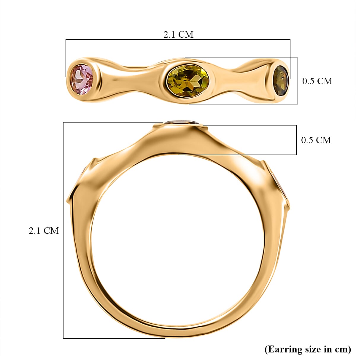 Set of 5 - Multi-Tourmaline & Natural Zircon Stackable Ring in 18K Yellow Gold Vermeil Plated Sterling Silver 2.140  Ct, Silver Wt 10.60 GM