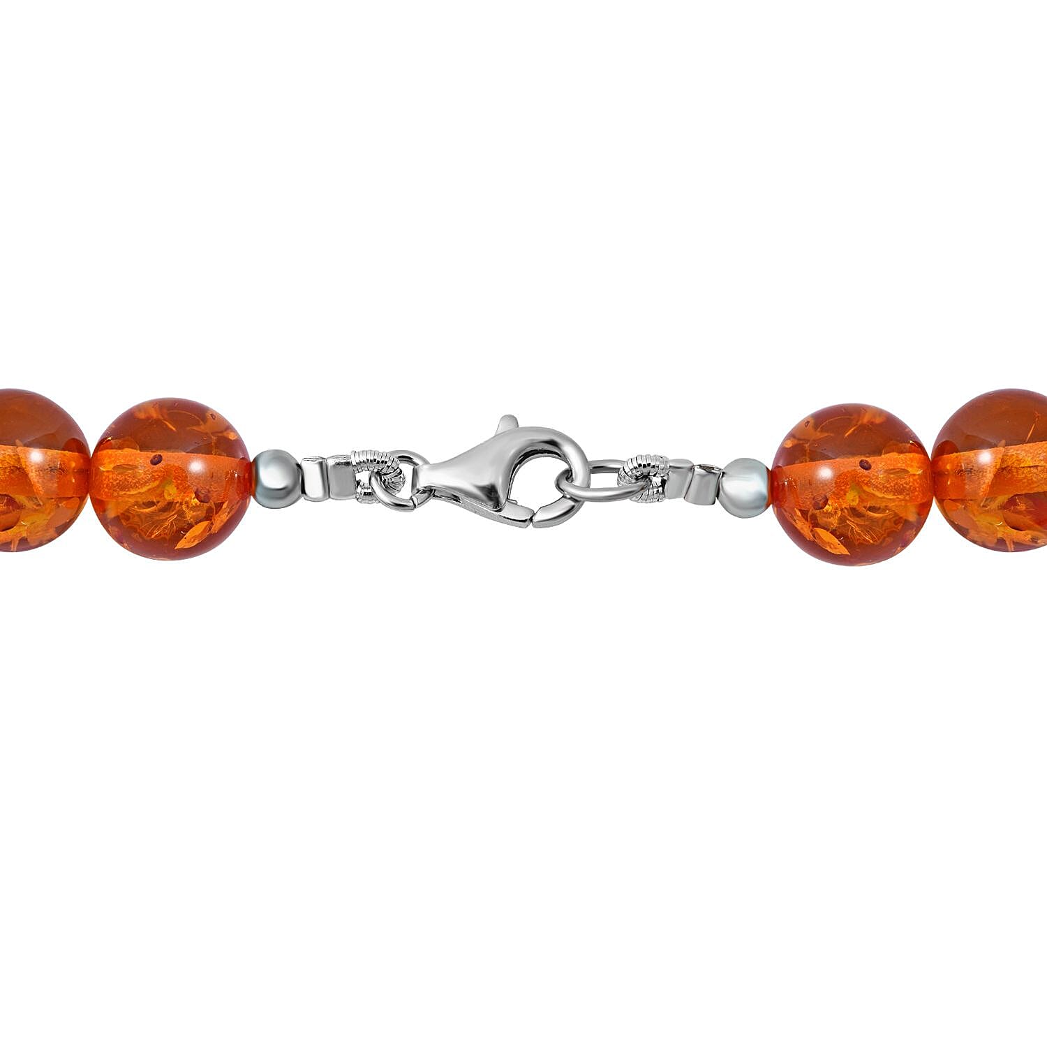 Natural Baltic Amber Beads Necklace (Size - 20 ) and Beads Pendant  in Rhodium Overlay Sterling Silver