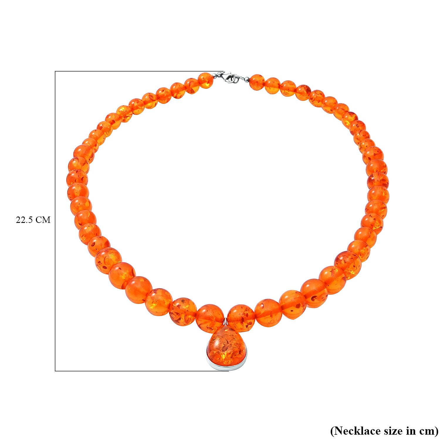 Natural Baltic Amber Beads Necklace (Size - 20 ) and Beads Pendant  in Rhodium Overlay Sterling Silver