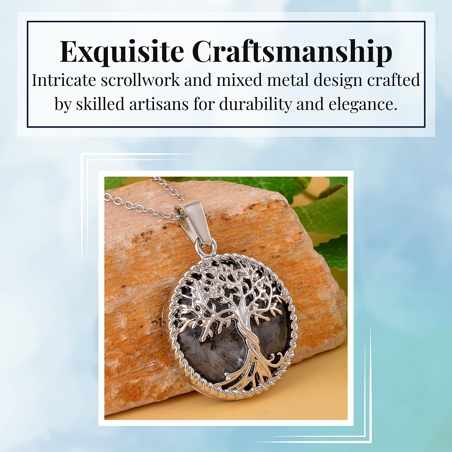 Labradorite Tree of Life Pendant with Chain (Size 20)