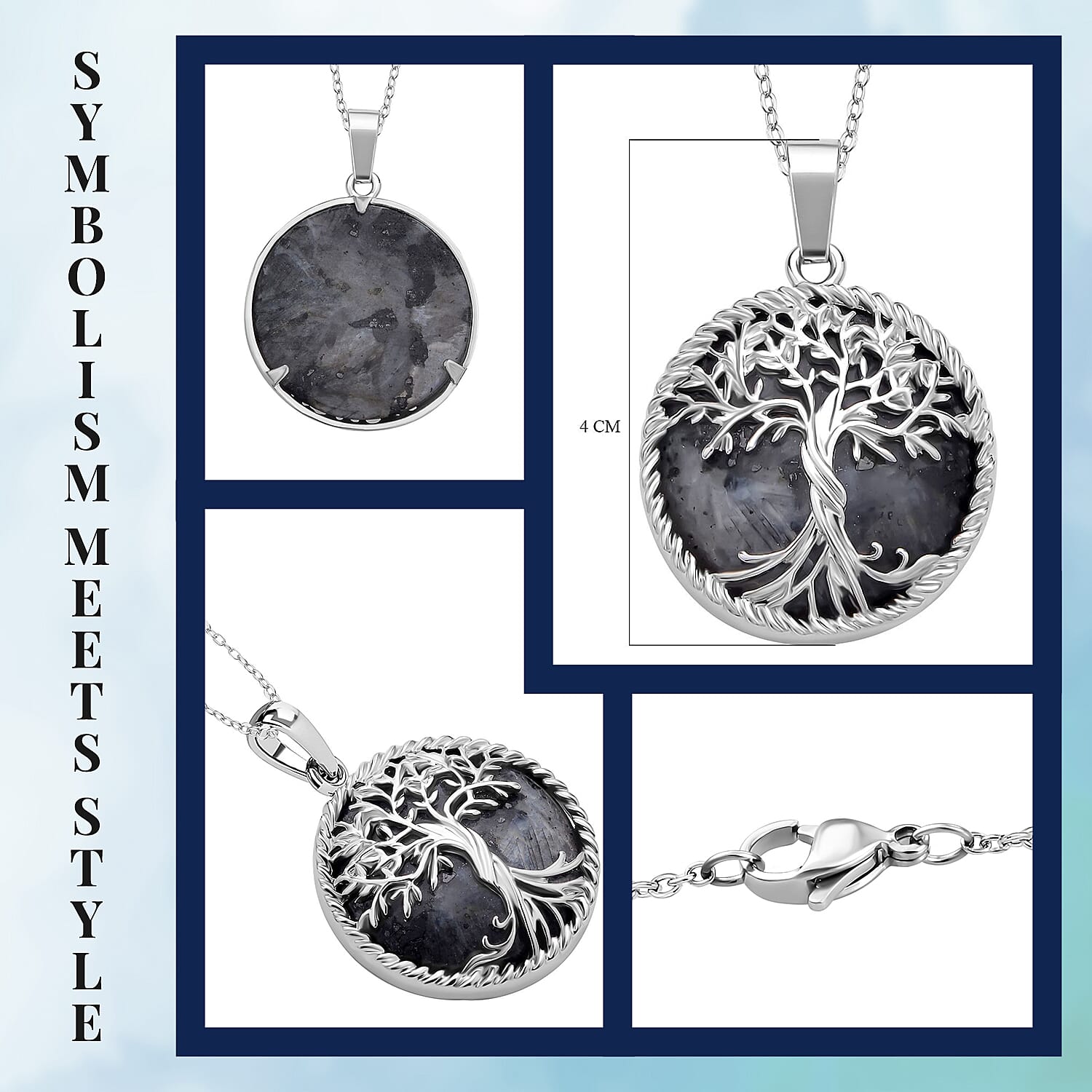 Labradorite Tree of Life Pendant with Chain (Size 20)