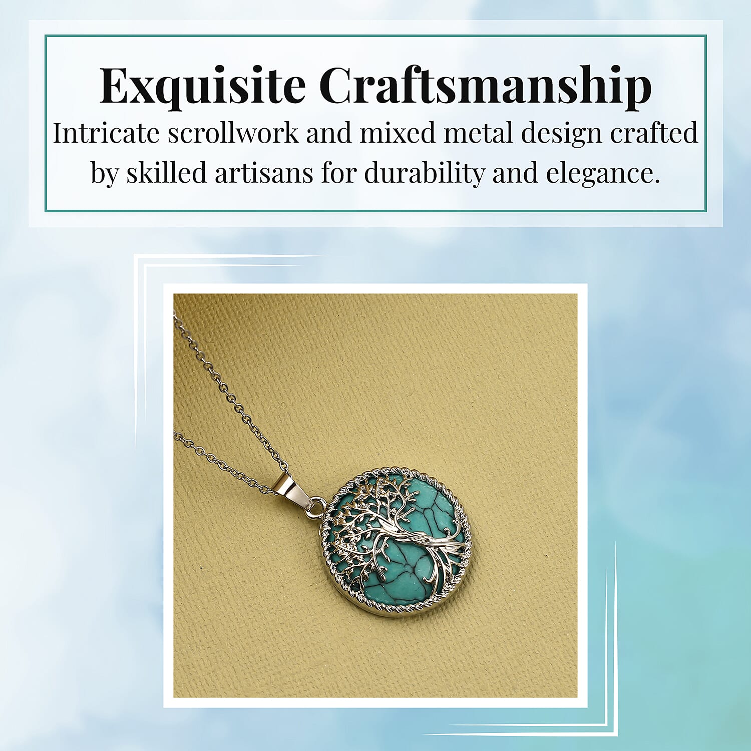 Blue Howlite Tree of Life Pendant with Chain (Size 20)