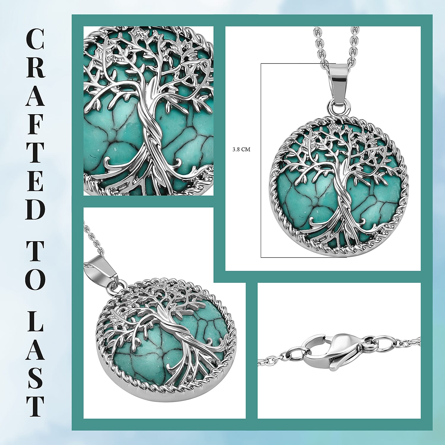 Blue Howlite Tree of Life Pendant with Chain (Size 20)