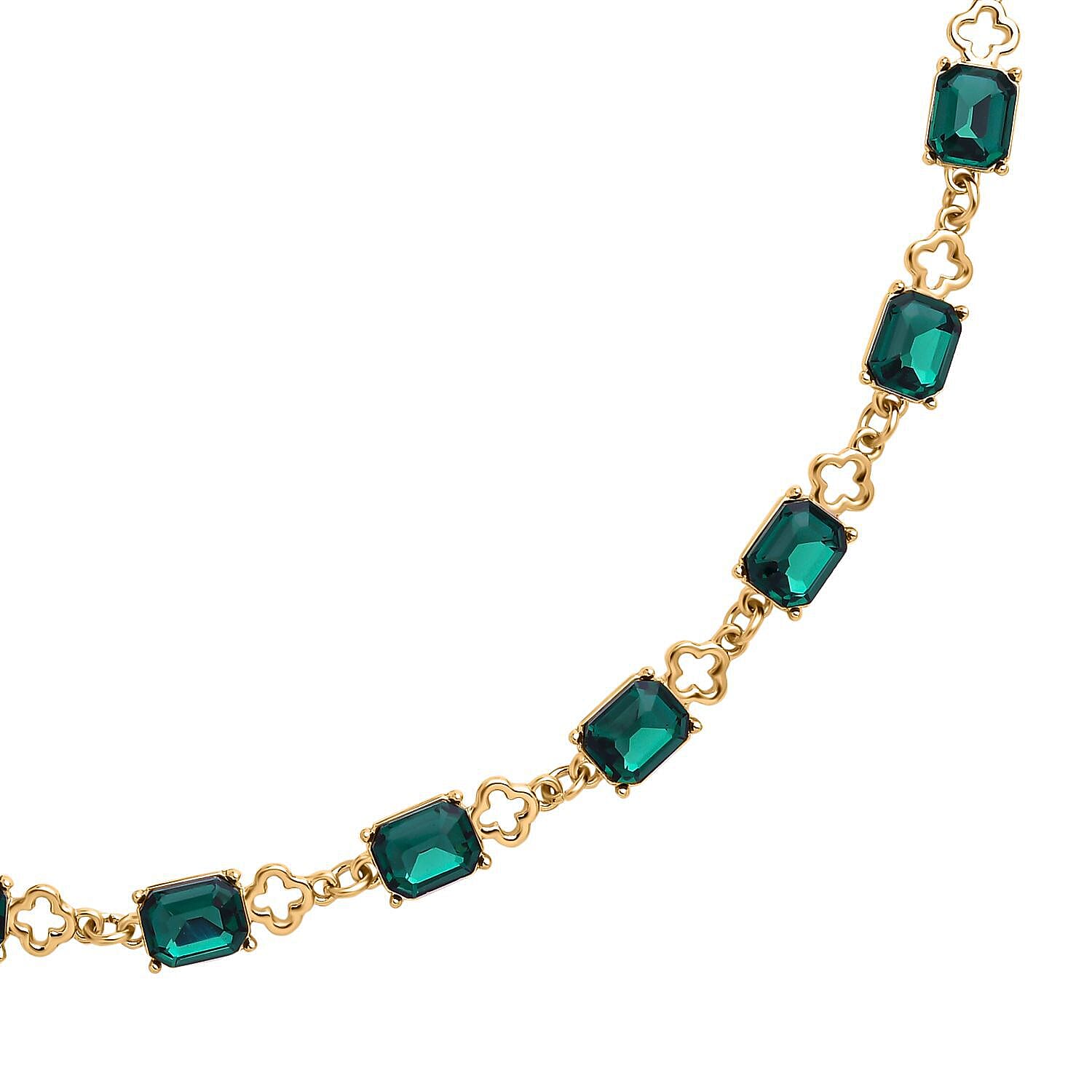 2 Piece Set - Simulated Indicolite Station Necklace (Size 22-2 Inch Ext.) and Dangle Earrings