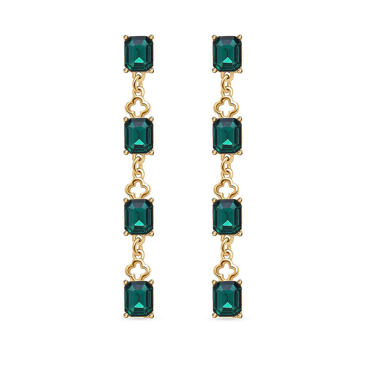 2 Piece Set - Simulated Indicolite Station Necklace (Size 22-2 Inch Ext.) and Dangle Earrings