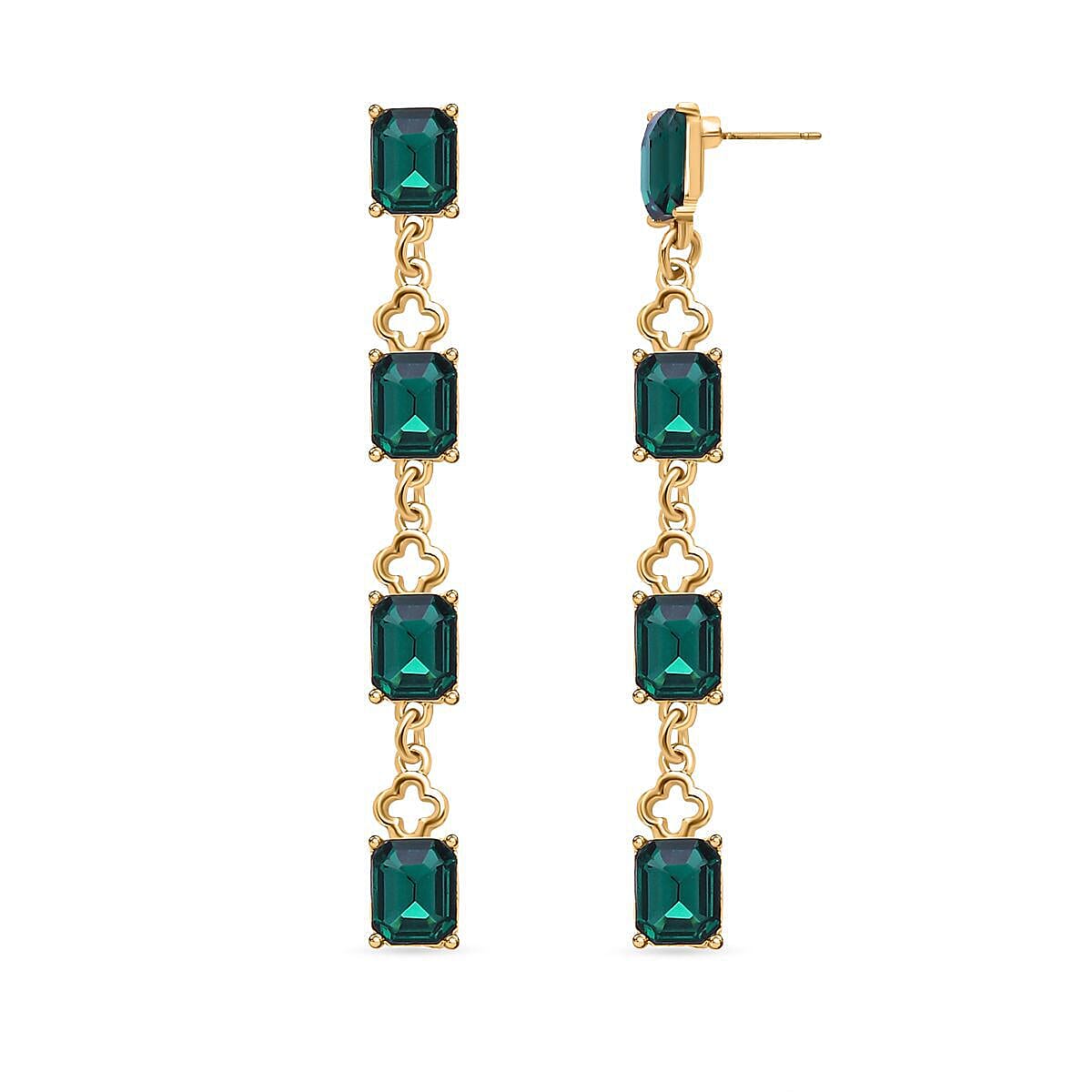 2 Piece Set - Simulated Indicolite Station Necklace (Size 22-2 Inch Ext.) and Dangle Earrings