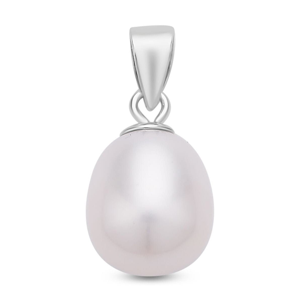 2 Piece Set - White Fresh Water Pearl Pendant (With Clasp) and Lever Back Earrings in Rhodium Overlay Sterling Silver