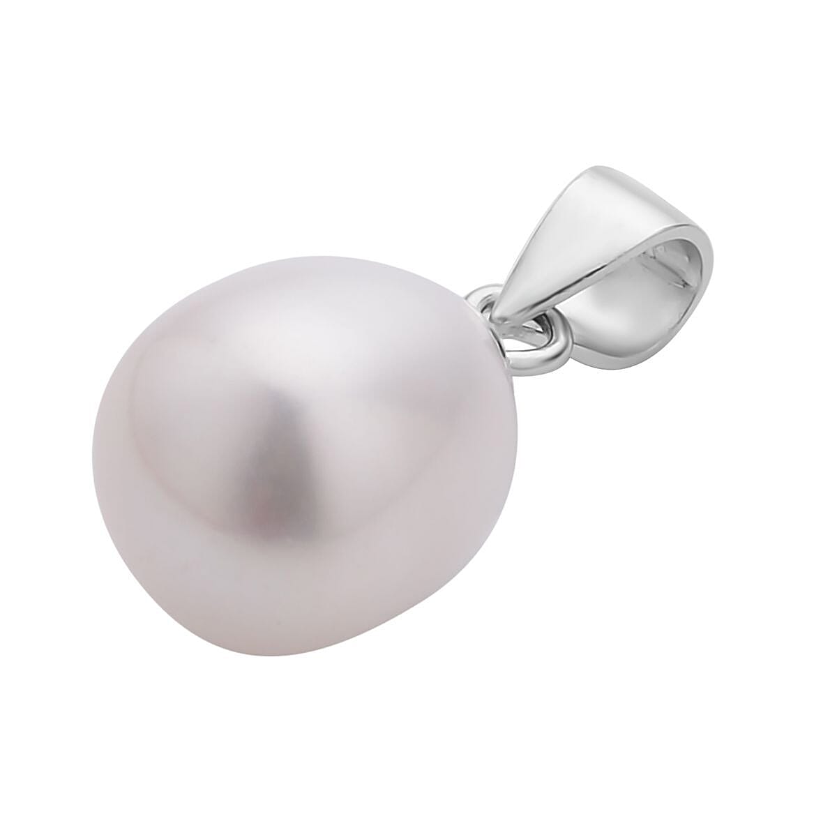 2 Piece Set - White Fresh Water Pearl Pendant (With Clasp) and Lever Back Earrings in Rhodium Overlay Sterling Silver