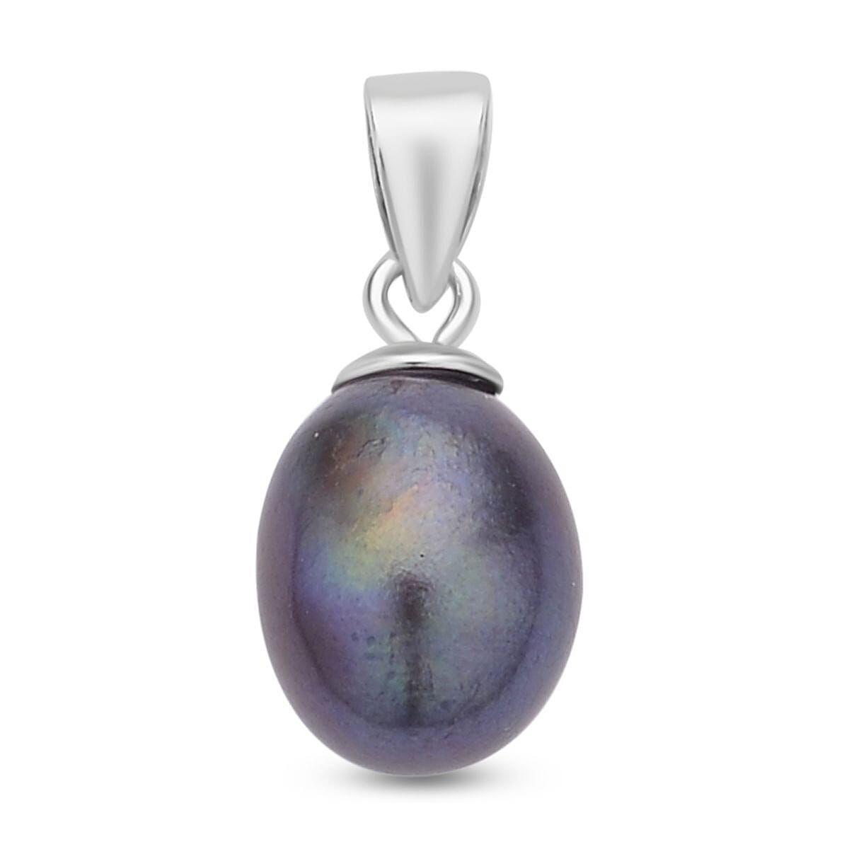 2 Piece Set -  Fresh Water Peacock Pearl Pendant (With Clasp) and Lever Back Earrings in Rhodium Overlay Sterling Silver 9.990 Ct.