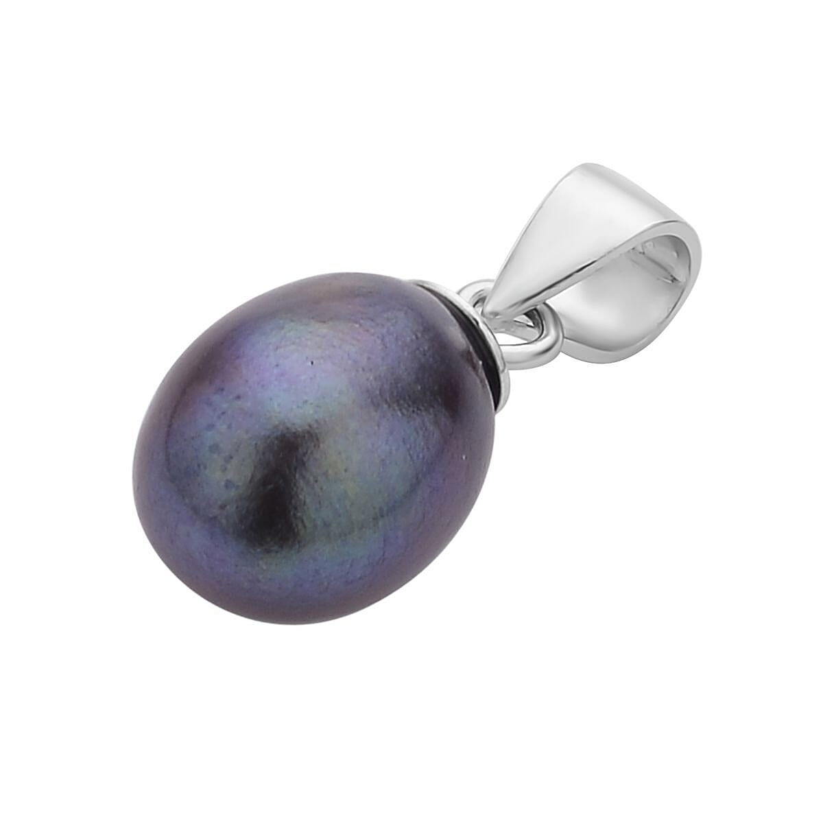 2 Piece Set -  Fresh Water Peacock Pearl Pendant (With Clasp) and Lever Back Earrings in Rhodium Overlay Sterling Silver 9.990 Ct.