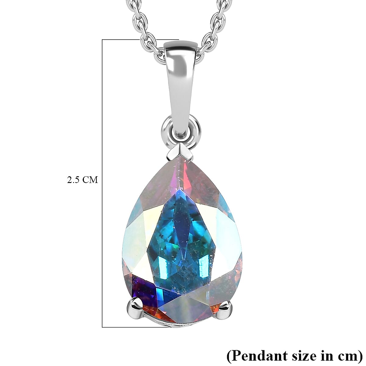 AB Finest Austrian Crystal Platinum Overlay Sterling Silver Solitaire Pendant with Stainless Steel Chain (Size 20) 4.85 Ct.