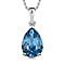 Emerald Finest Austrian Crystal Platinum Overlay Sterling Silver Solitaire Pendant with Stainless Steel Chain 4.85 Ct.