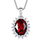 White Cubic Zirconia & Red Magma Finest Austrian Crystal Platinum Overlay Sterling Silver Halo Pendant with Stainless Steel Chain (Size 20)