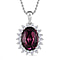 Amethyst Finest Austrian Crystal & Cubic Zirconia Platinum Overlay Sterling Silver Halo Pendant with Chain (Size 20)