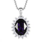 Fuchsia Finest Austrian Crystal & Cubic Zirconia Platinum Overlay Sterling Silver Halo Pendant with Stainless Steel Chain (Size 20)