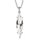 White Finest Austrian Crystal Platinum Overlay Sterling Silver Solitaire Pendant with Stainless Steel Chain (Size 20)