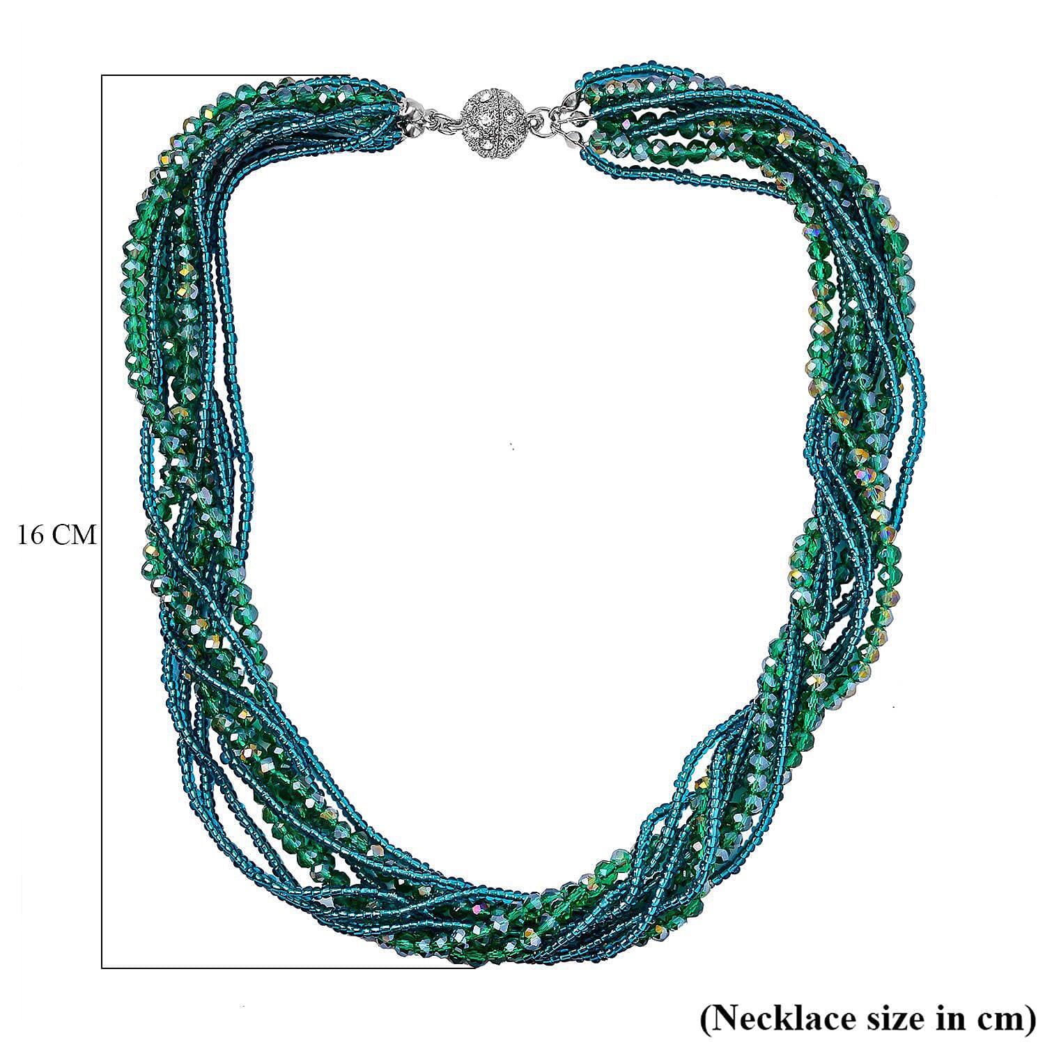 3 Piece Set - White Crystal, Green Crystal Necklace and Earring 0.05ct 0.050 Ct.