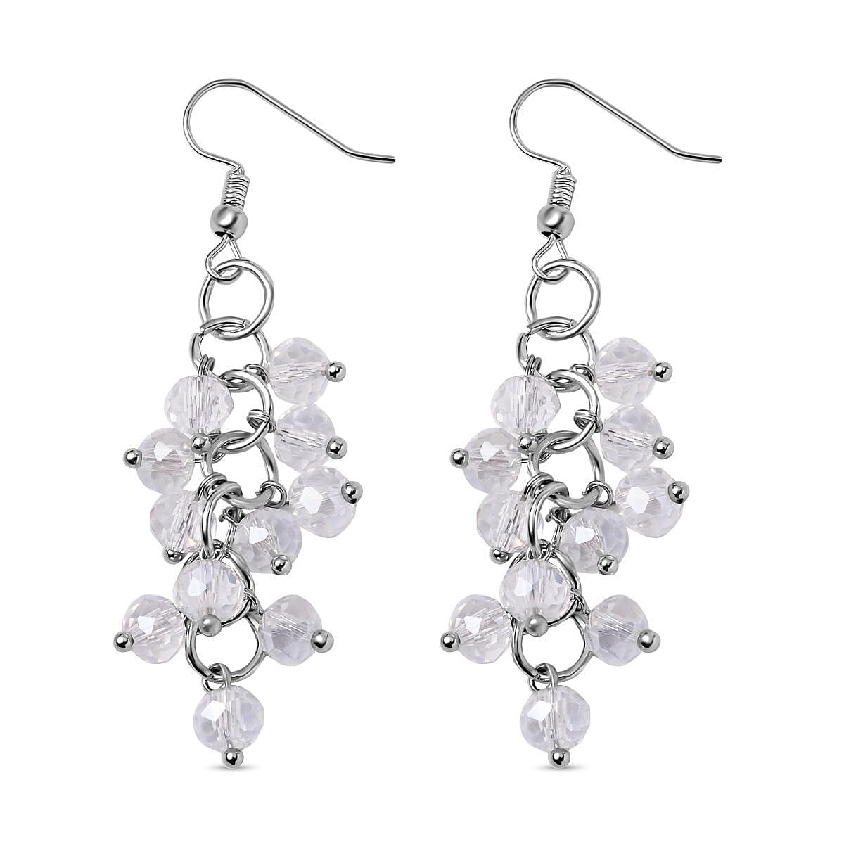 3 Piece Set - White Austrian Crystal Necklace (Size 18 & 16) and Earrings