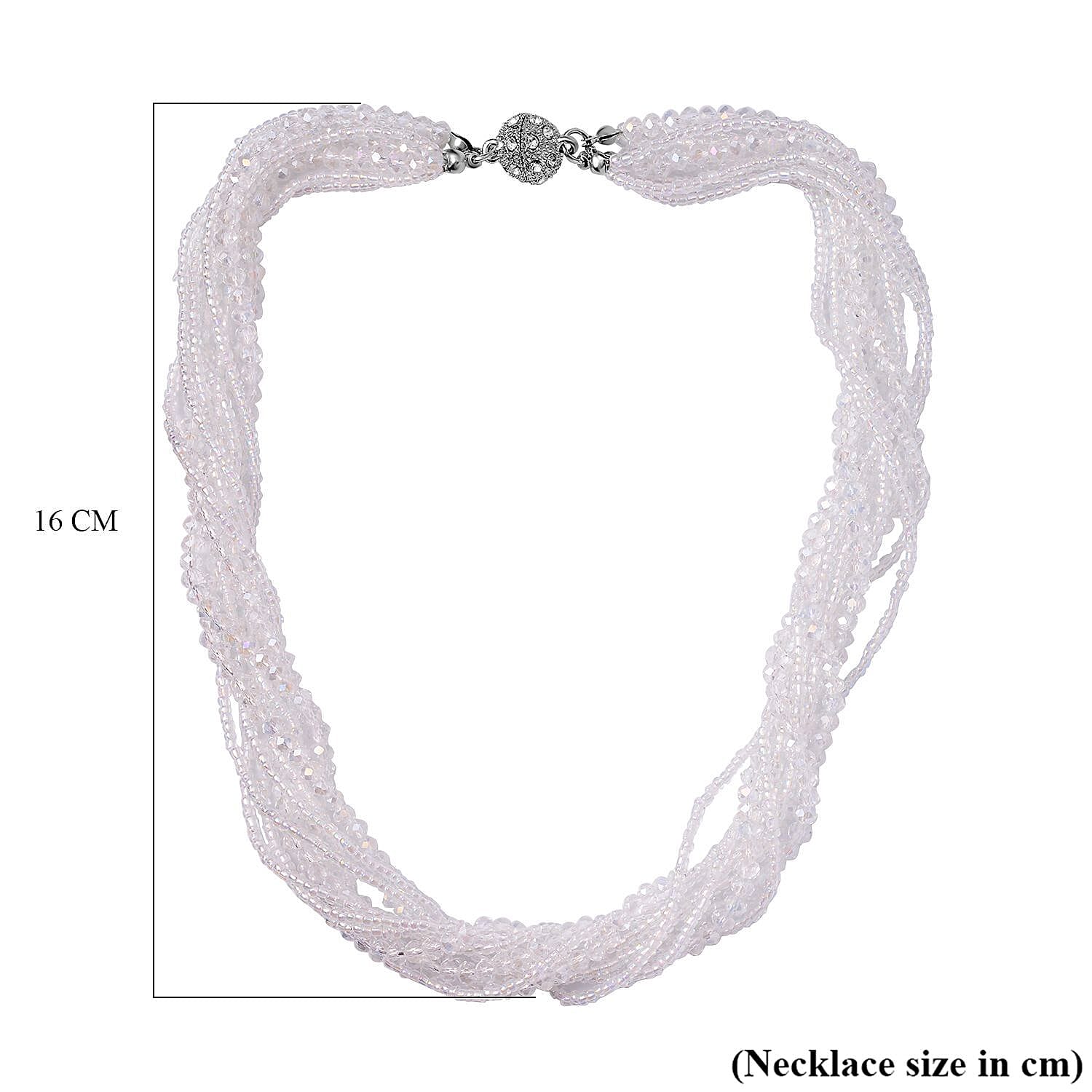 3 Piece Set - White Austrian Crystal Necklace (Size 18 & 16) and Earrings