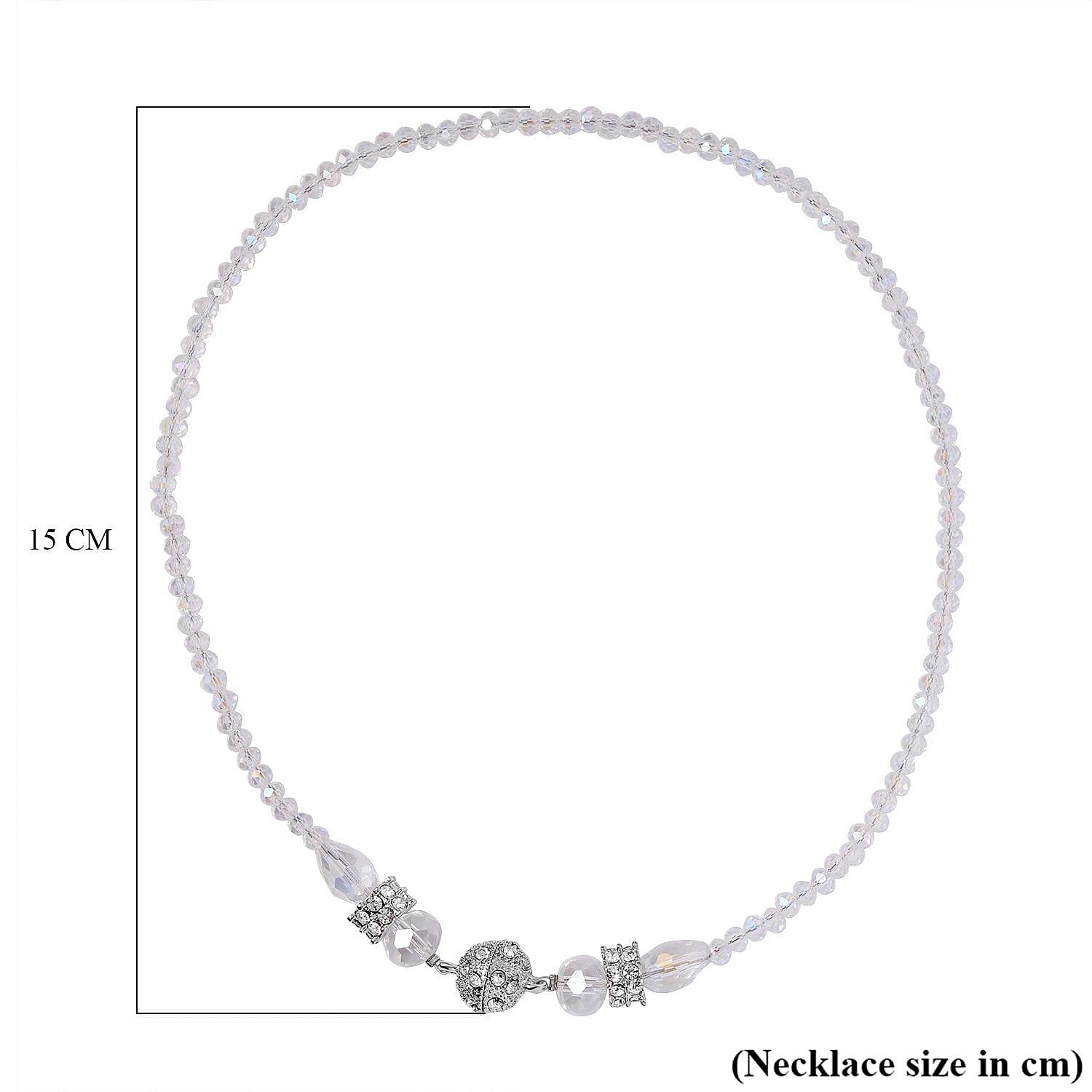 3 Piece Set - White Austrian Crystal Necklace (Size 18 & 16) and Earrings