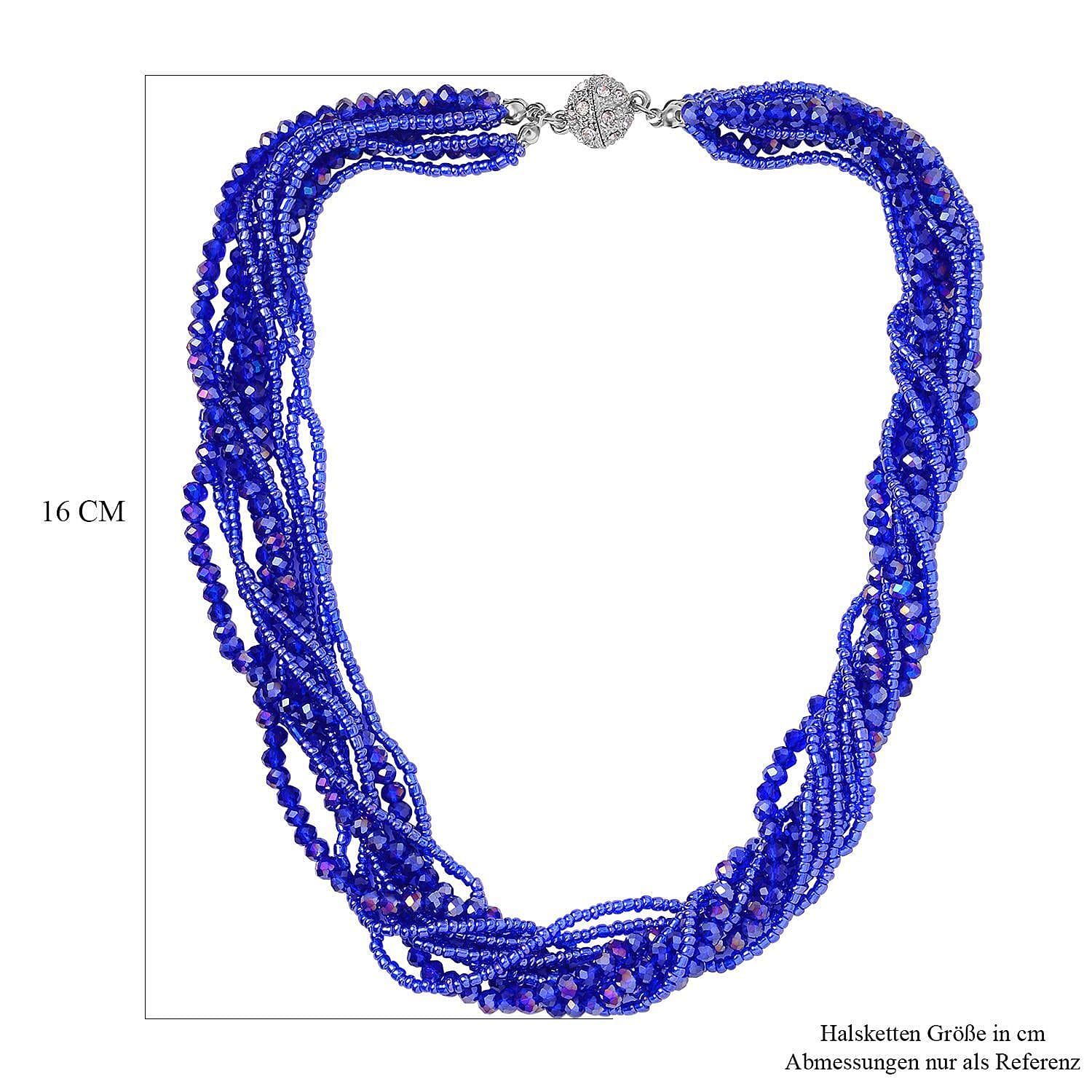 3 Piece Set - White & Blue Austrian Crystal Necklace (Size 18 & 16) and Earrings