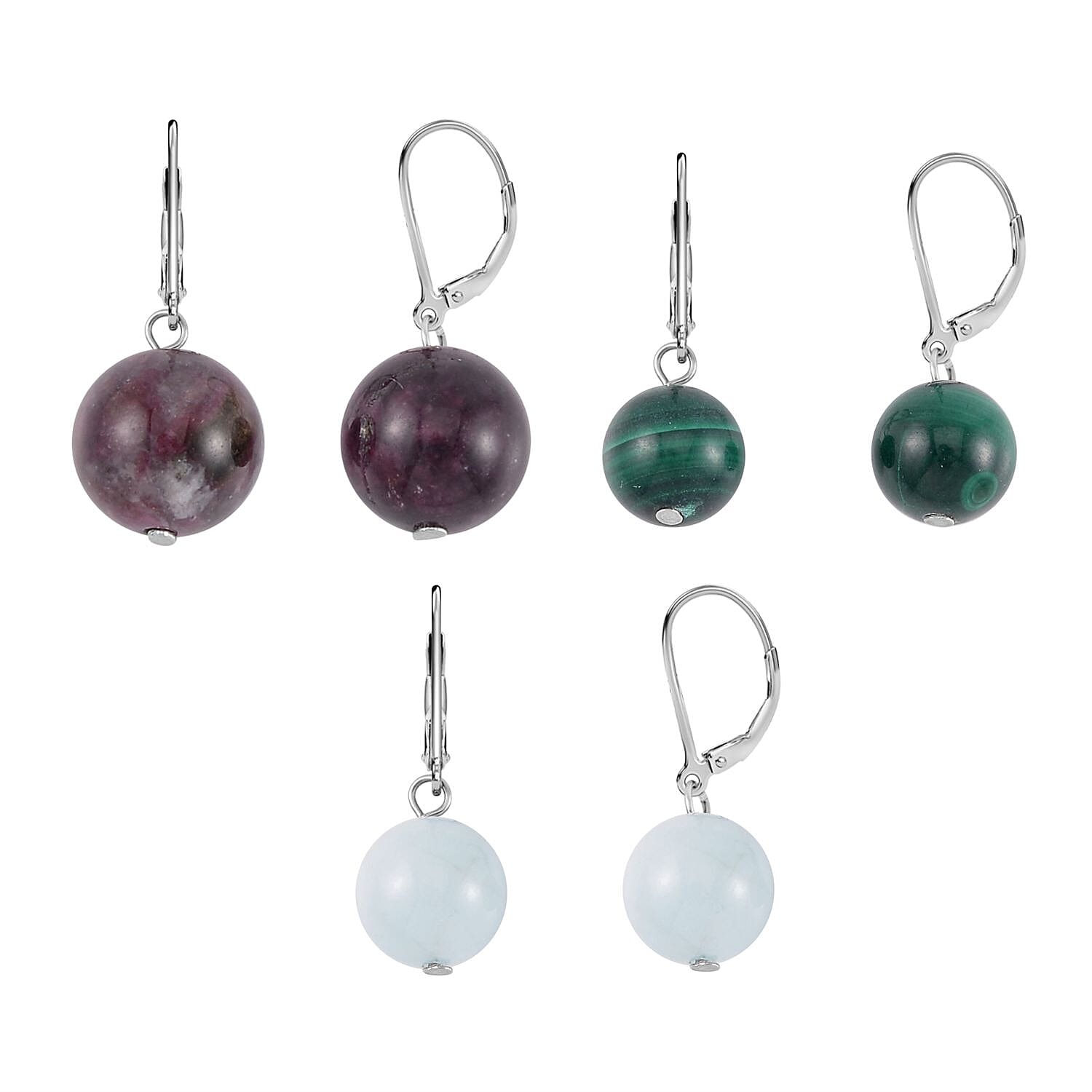 Set of 3 - Multi Gemstone Earrings With Lever Backs