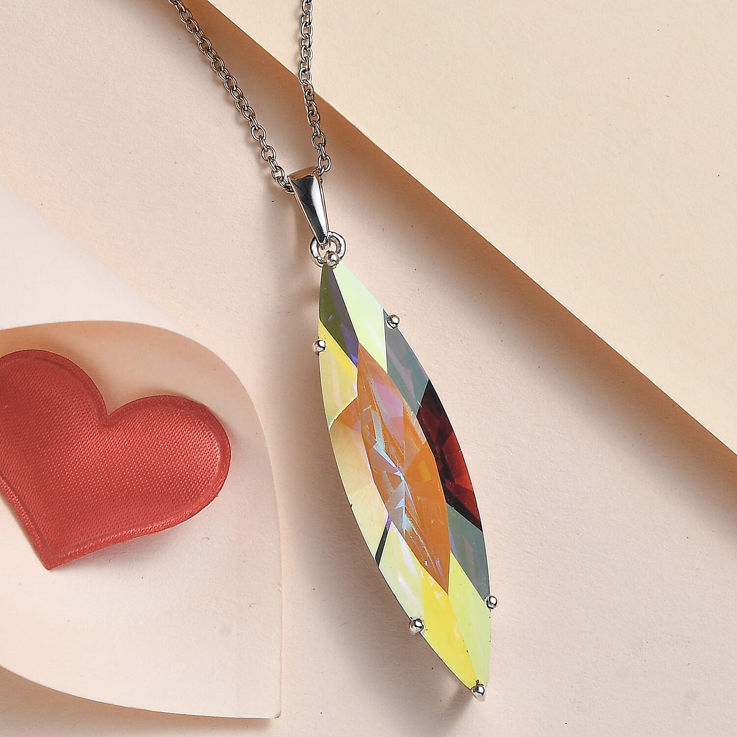 Aurore Boreale Finest Austrian Crystal Pendant with Chain (Size 20) in Platinum Overlay Sterling Silver