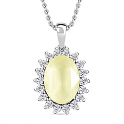 Siam Colour Austrian Crystal Platinum Overlay Sterling Silver Halo Pendant with Chain (Size 20) 6.30 Ct, Silver Wt. 5.43 Gms