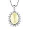 Yellow Color Finest Austrian Crystal Platinum Overlay Sterling Silver Halo Pendant with Chain (Size 20)