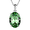 Hebei Peridot Finest Crystal Platinum Overlay Sterling Silver Solitaire Pendant with Stainless Steel Chain (Size 20) 10.60 ct
