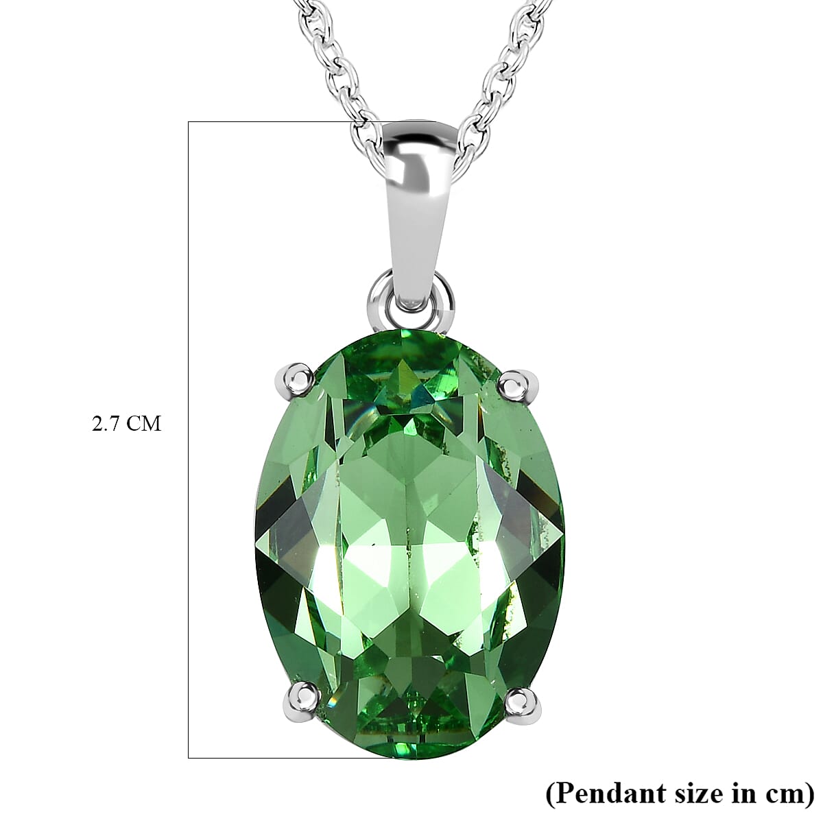  Peridot Finest Crystal Pendant with Chain (Size 20) in Platinum Overlay Sterling Silver 10.600 Ct.