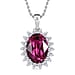 Siam Colour Austrian Crystal Platinum Overlay Sterling Silver Halo Pendant with Chain (Size 20) 6.30 Ct, Silver Wt. 5.43 Gms